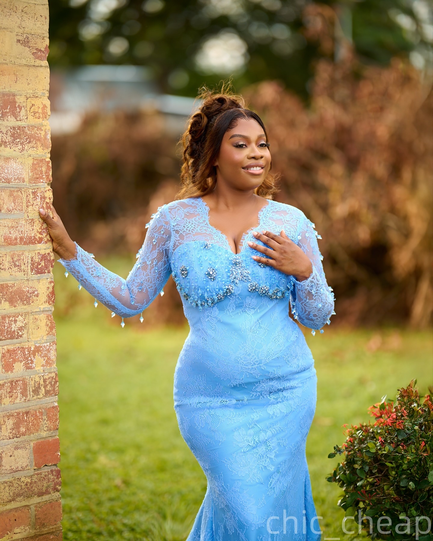 Aso Ebi Light Sky Blue Mermaid Prom Dresses 2026 Rhinestones Beaded Lace Evening Formal Party Second Birthday Engagement Gowns Plus Size Dress For Spe