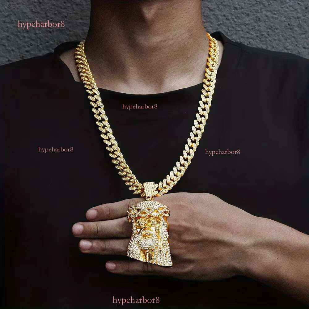 Iced Cuban Chain Tiger Men's Shiny Crystal Animal Pendant Necklace Punk Jewelry Hip Hop