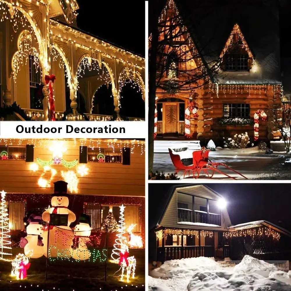 Street Garland On The House Christmas Decorations Ornaments LED Festoon Icicle Curtain Light Droop 05/06/07M EU Plug New Year W251107