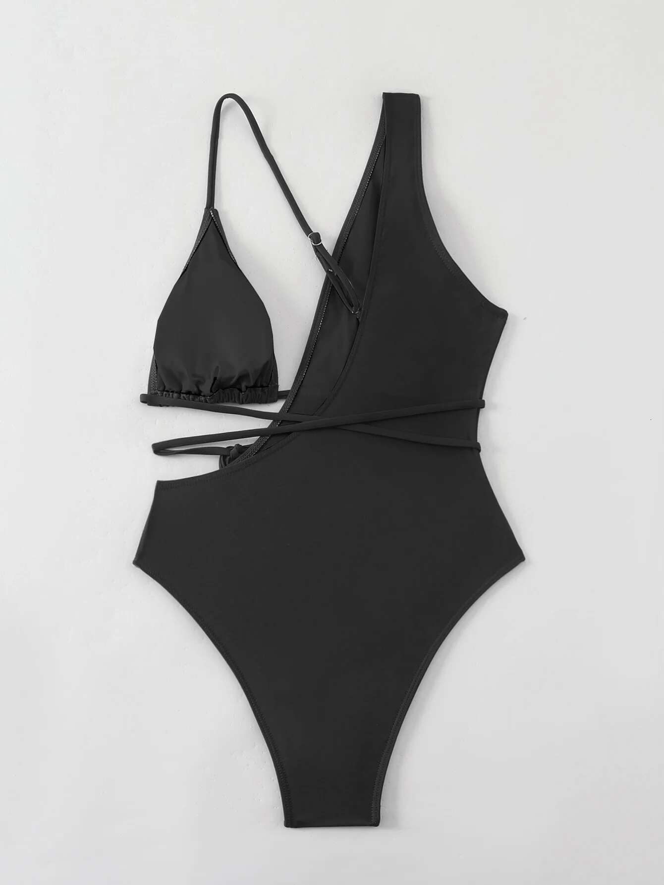 Dongdumaoyi Sexy Black Swimwear Women Hollow Out One Shoulder Bra Wrap Arround Backless Piece Swimsuit Beach Bathing Suit Monokini