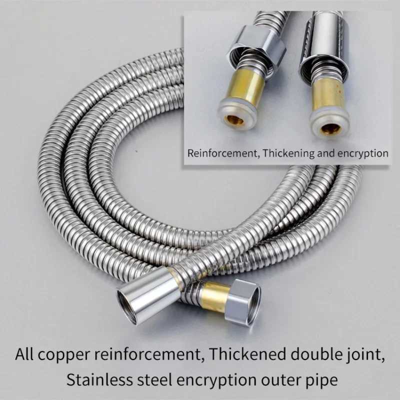 15/2M Stainless Steel Black/silver Hose Extended Tube Bathro Shower Pipe Water Pipe Drawer Bathro Accessories Pipes Y251107