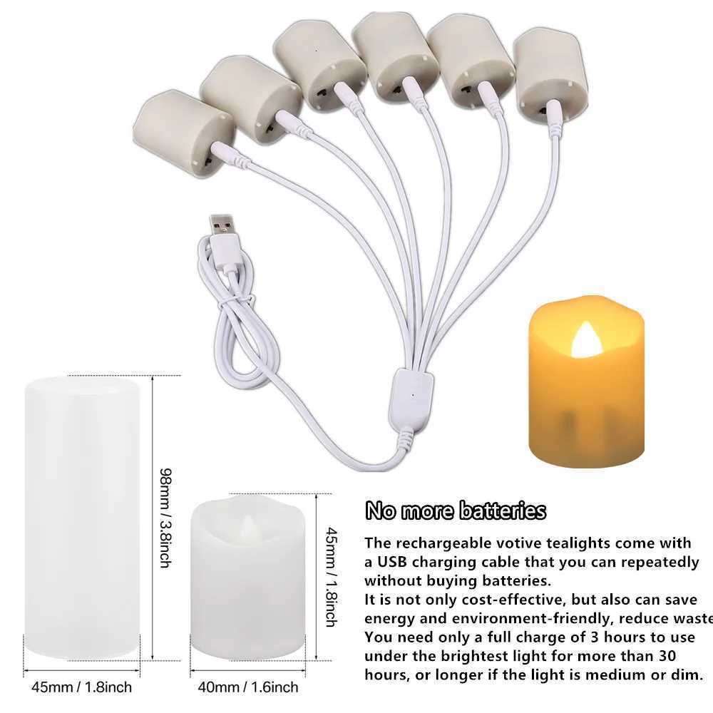 Rechargeable LED Candles By USB Timer Remote Flickering Flames Wedding Candles Birthday Home Decor Tealights Charger Candle Lamp W251107