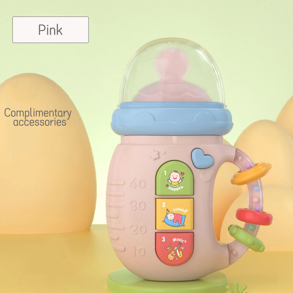 Baby Music Bottle Nipple Newborn Soft Teeth Rattle Puzzle Toy Mobile Rattle Toy Grinding Gum Soothing Vocal