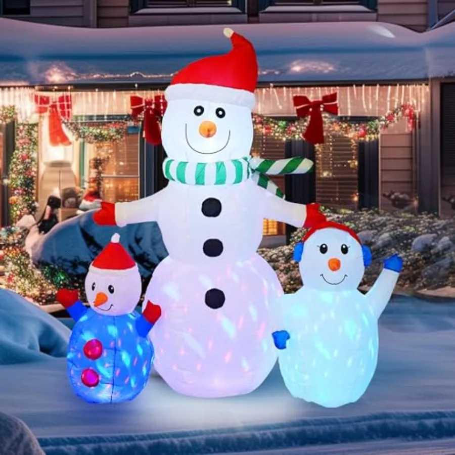6 FT Christmas Inflatable Snowman Outdoor Decorations Blow up Snowman Builtin Colorful Rotating LED Waterproof Christmas Decora W251107