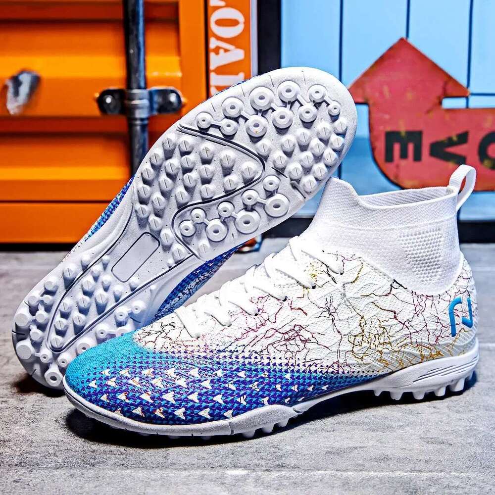 Professional High Top Shoes for Men, TF Broken Short Nail Outdoor Sports Lawn Training Shoes, Anti Slip Football