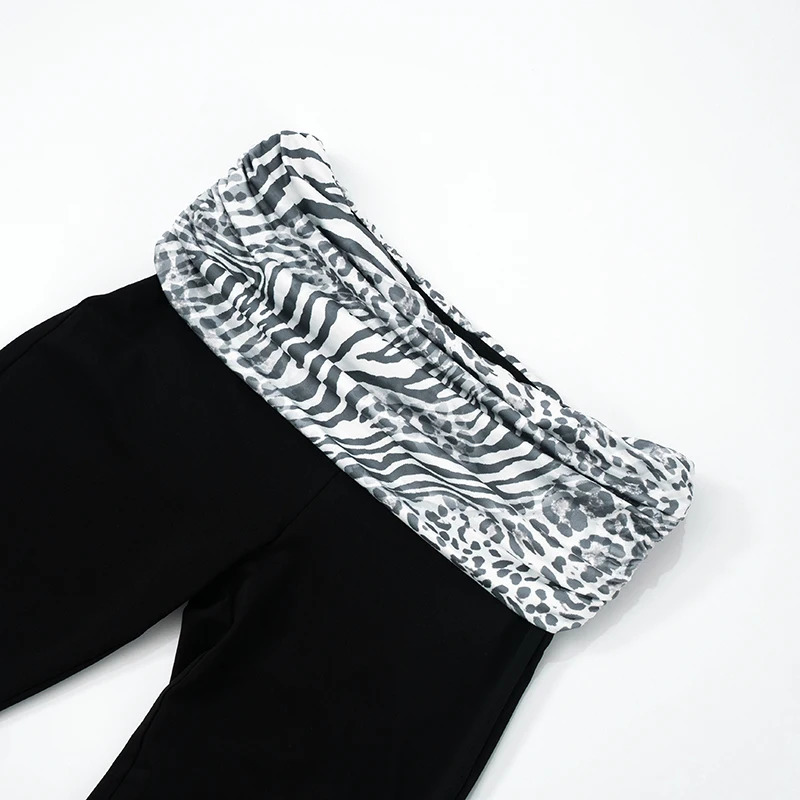 CUTENOVA Summer Leopard Crop Top Tank Low Waist Patch Work Micro Flash Pants Set Elegant Casual and Fashionable 250407