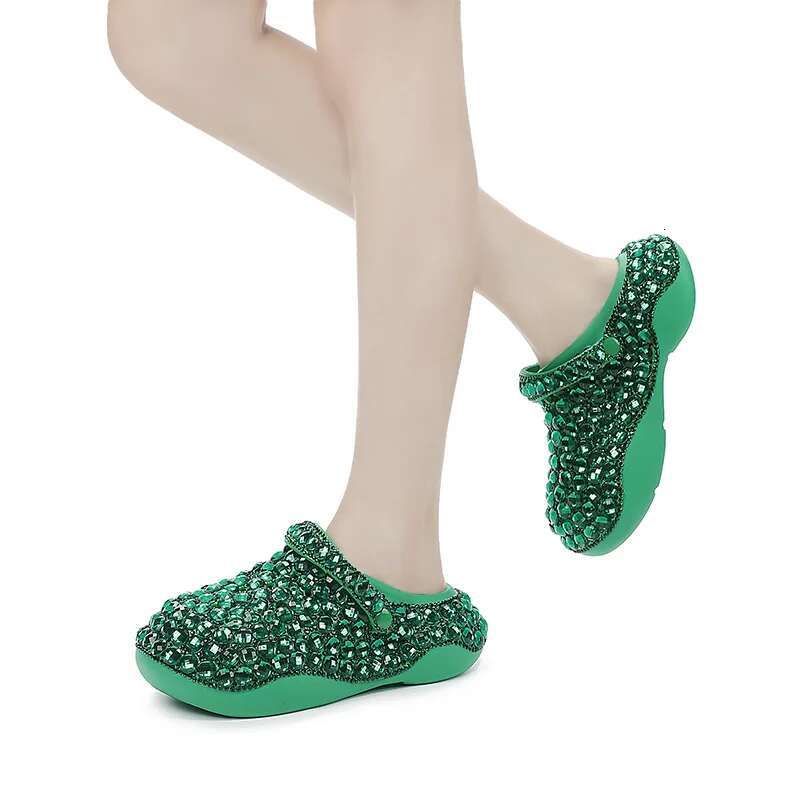 New Summer Fashion Dia-Encrusted Thick-Soled EVA Hole Shoes High-Quality Women's Slippers