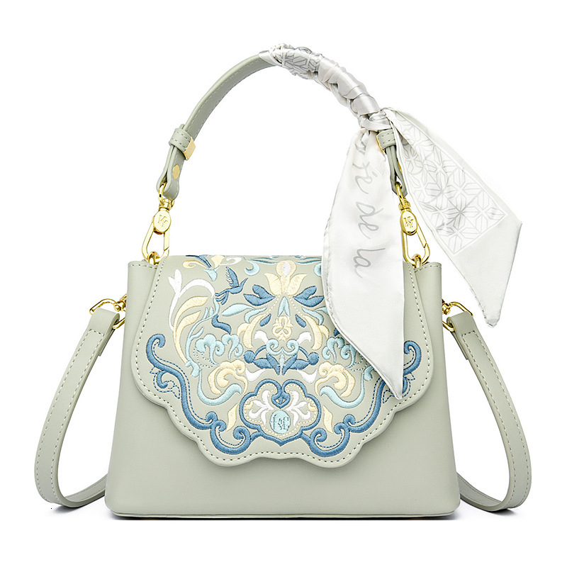 Embroidery Handbag Women's Retro Fashion Art Small Square Bag High Sense Crossbody Shoulder Bag