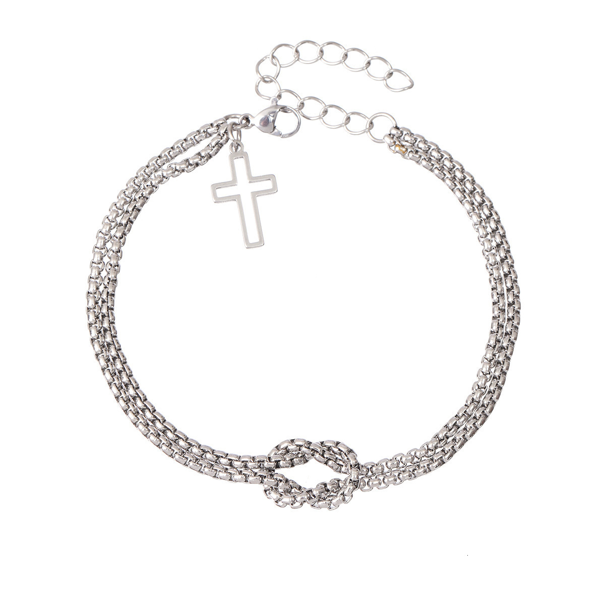 New Fashion Cross Square Bead Double layer Chain for Men and Women Handjewelry Bracelet