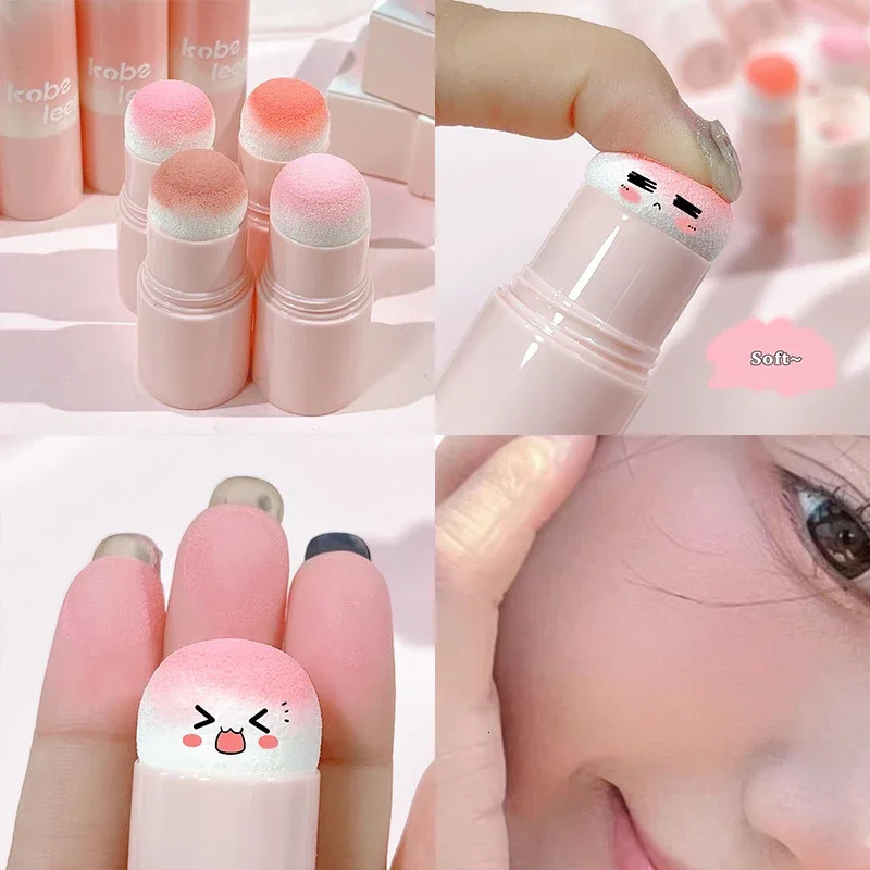 Double sided powder blusher stick soft face bright contour shadow blush pink cheeks Korean makeup 250325