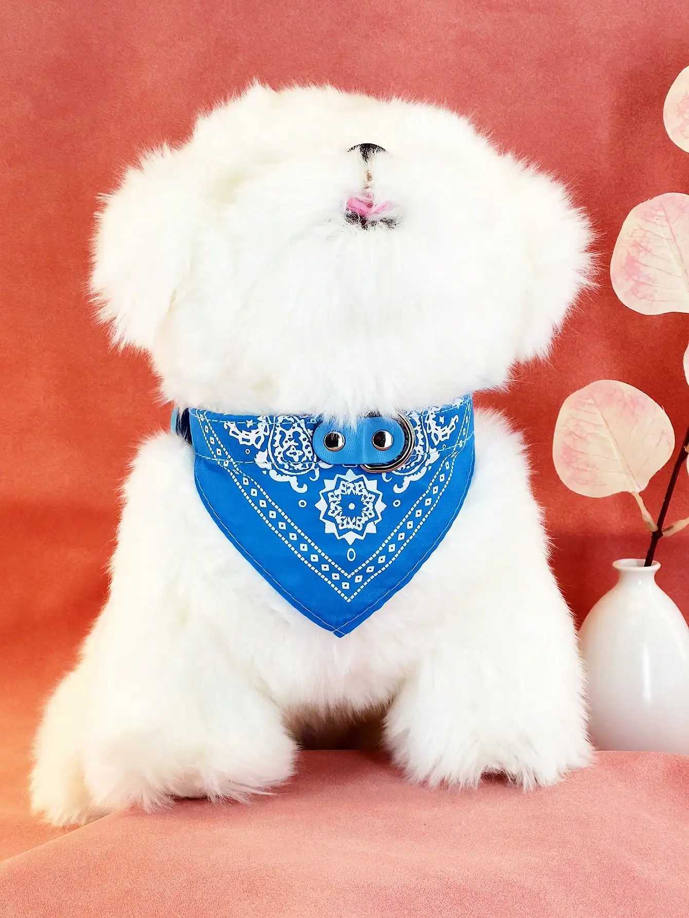 High Quality Pu Pet Collar Cat Bow Tie Saliva Towel Dog Collar Printed Triangle Scalp Dog Cat Universal T250407
