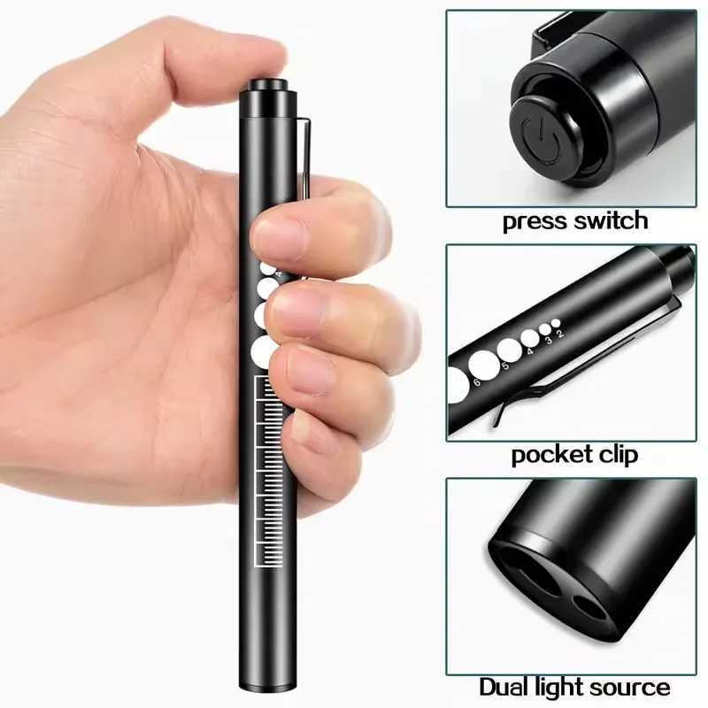 Oral Penlight LED Flashlight Mini Oral Pupil Medical Handy USB Rechargeable Stainless Steel Torch Light Outdoor Fishing ToolW251106
