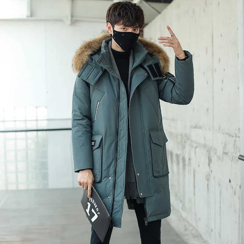 Mens New Korean Version Thick Parka Over the Knee Mens Mid to Long Style Trendy Handsome Mens Coat High Quality Design ParkasT251107
