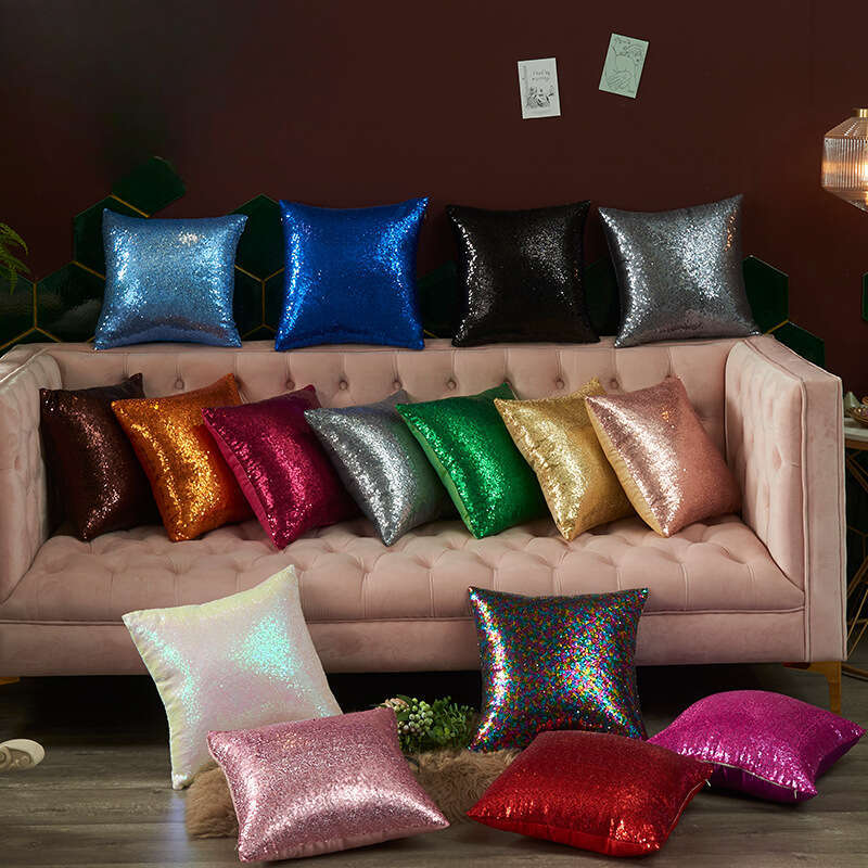 Ins Cross-Border Wedding New Year Christmas Sequin Cushion Lumbar Pillow Wholesale Pillowcase Without Core