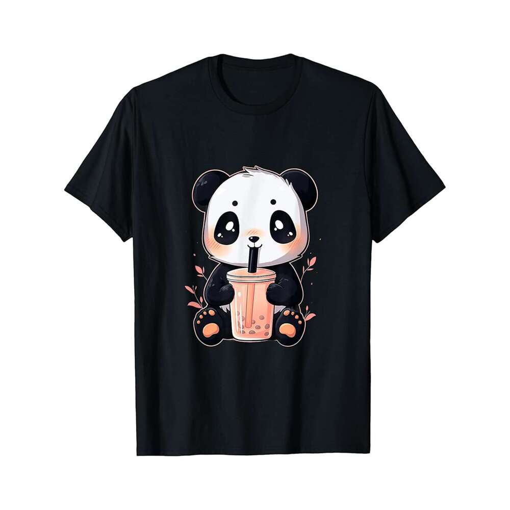 Designer T shirt Panda Bear Boba Tea Bubble Tea Anime Kawaii - 220g Tshits