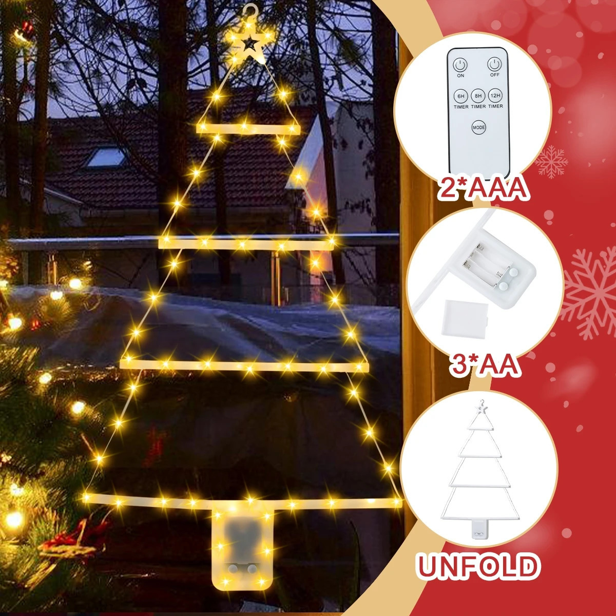 Christmas Tree LED Ladder Light Navidad Outdoor Garden Santa Claus Climbing Ladder Light Christmas Decoration 2025 Year 2026 251103