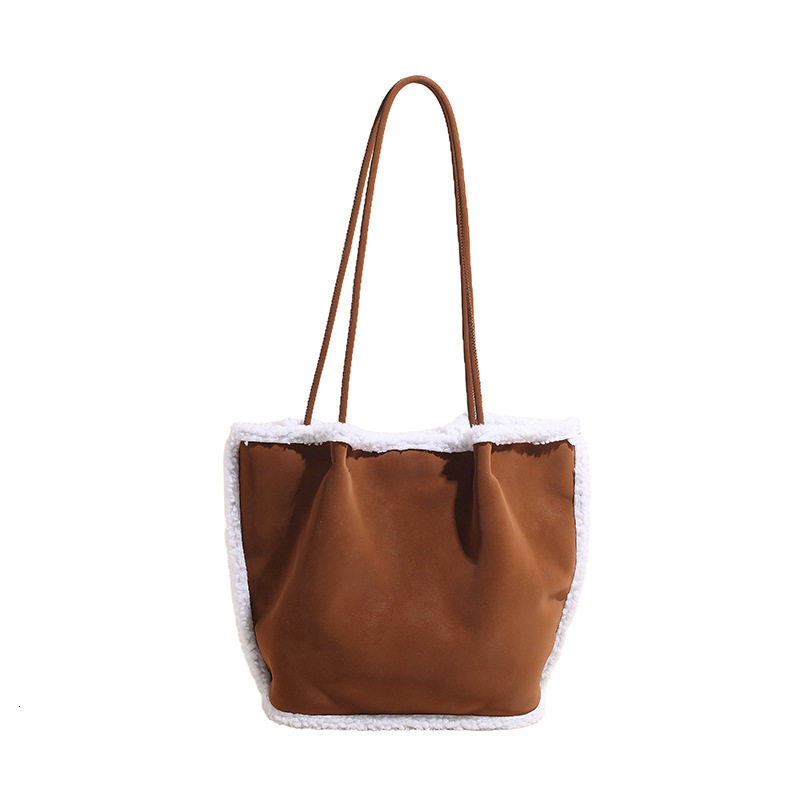 Designer Women S Bag Niche Commuter Crossbody Fashion Autumn Winter New Collection Splicing Lamb Wool Single Shoulder Armband Handheld Vegetable Baske