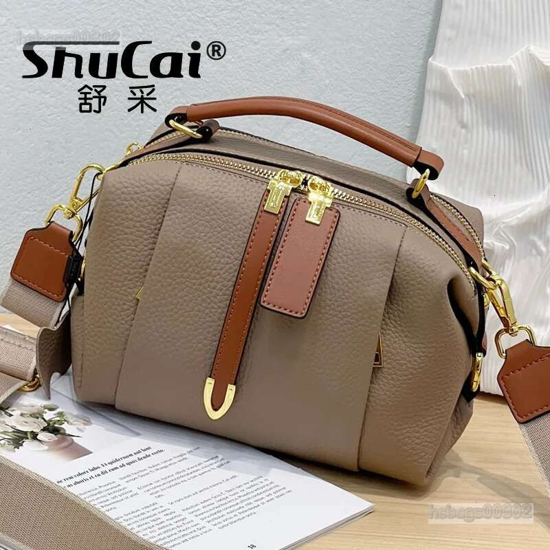 Genuine Leather Fashion Boston Bag Vintage Tote Shoulder Crossbody Pillow Designer Bags Female Head Layer Cowhide Handbag