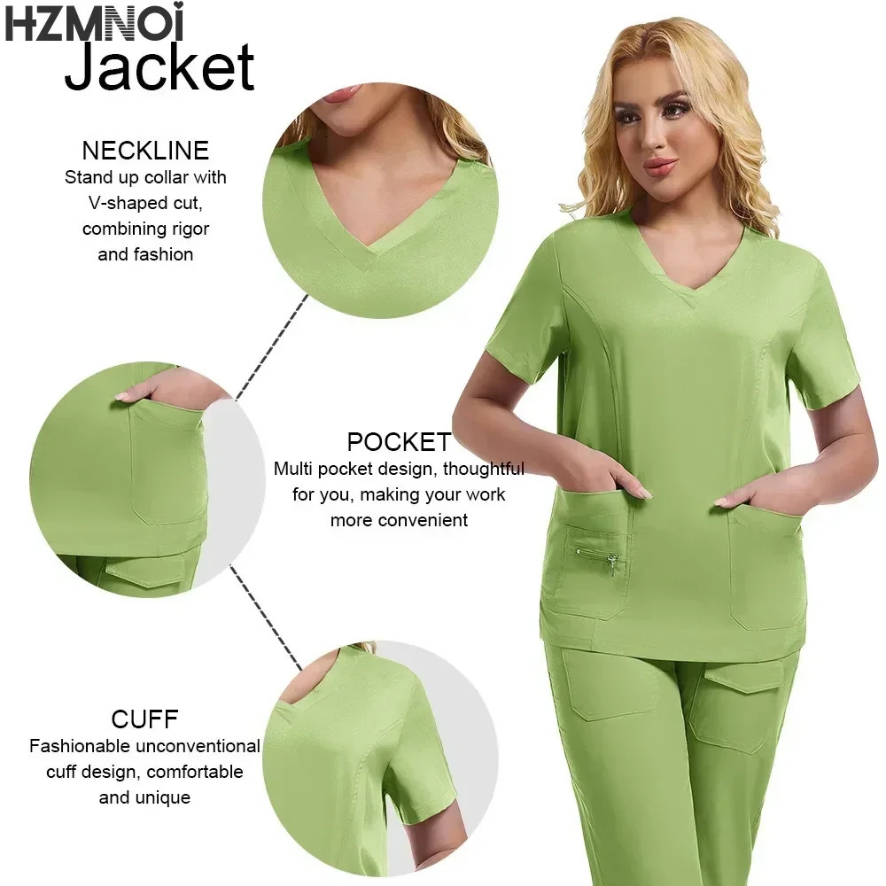 Uniforms Women Nursing Accessories Dental Scrub Gown Healthcare Hospitals Clinical Scrub Doctor Nurse Work Wear 250402