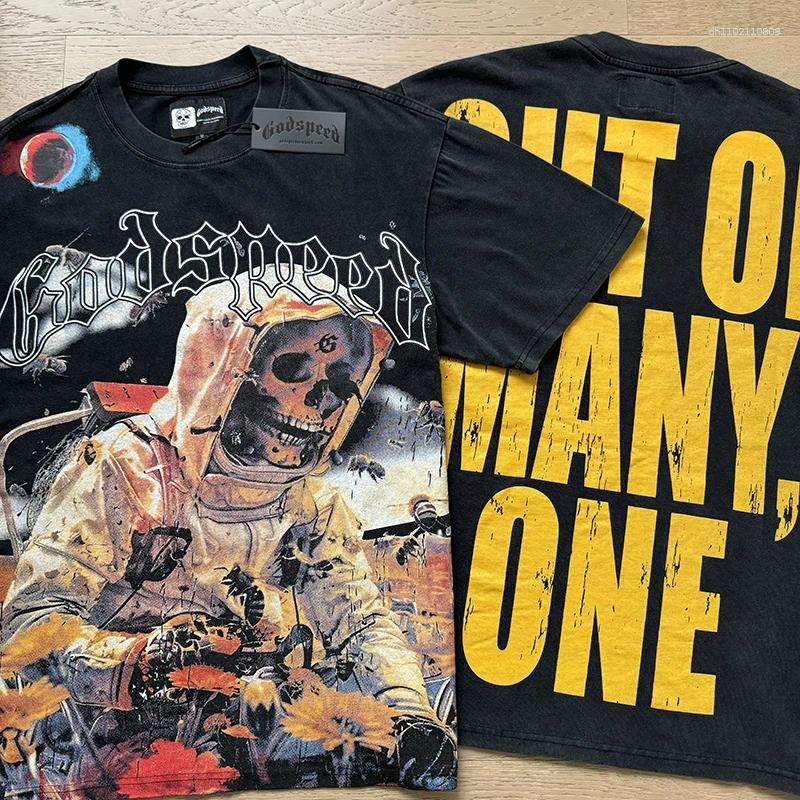 Men's T Shirts 2025 Summer Vintage T-shirt Men Women Hip Hop Loose Black Top Godspeed Short Sleeve Tees