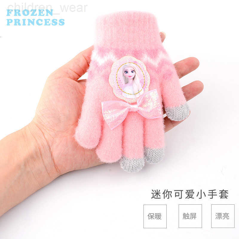 Disney Five-Finger Gloves Winter Girls Toddler Kindergarten Fingered Baby Cute Kids Winter Elsa Princess H251107