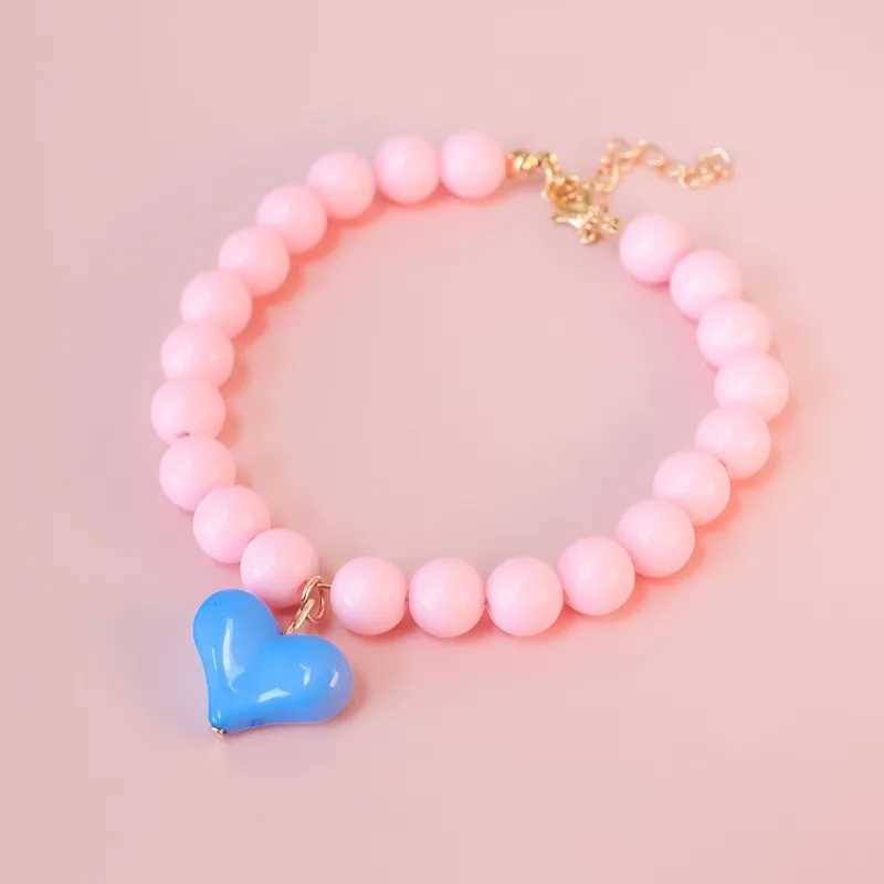 Party dog accessories custom pet supplies Pinkycolor plastic cat necklace pearl dog necklace puppy bib size animal necklace M250407