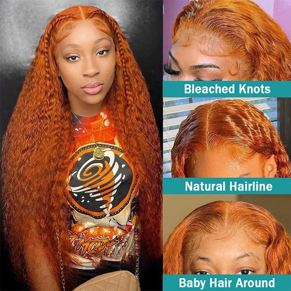 Orange Ginger Lace Front Wig Curly Human Hair Wigs 30 32 Inch Deep Wave Frontal Wig 13x4 13x6 HD Lace Front Human Hair Wig W251107
