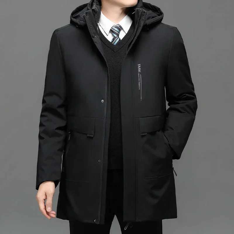 Mens Long Plush Thickened Parkas 2 pieces Winter Jacket Mens Parker Coat Winter Warm Thick Zipper Coat Padded OvercoatT251107