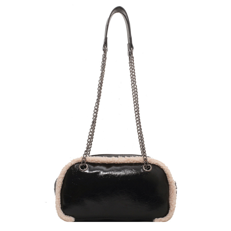 2025S Designer Women S Bag Texture Lamb Wool Women S Splicing New Fashionable Winter Small Square Temperament Chain Shoulder Crossbody Bag