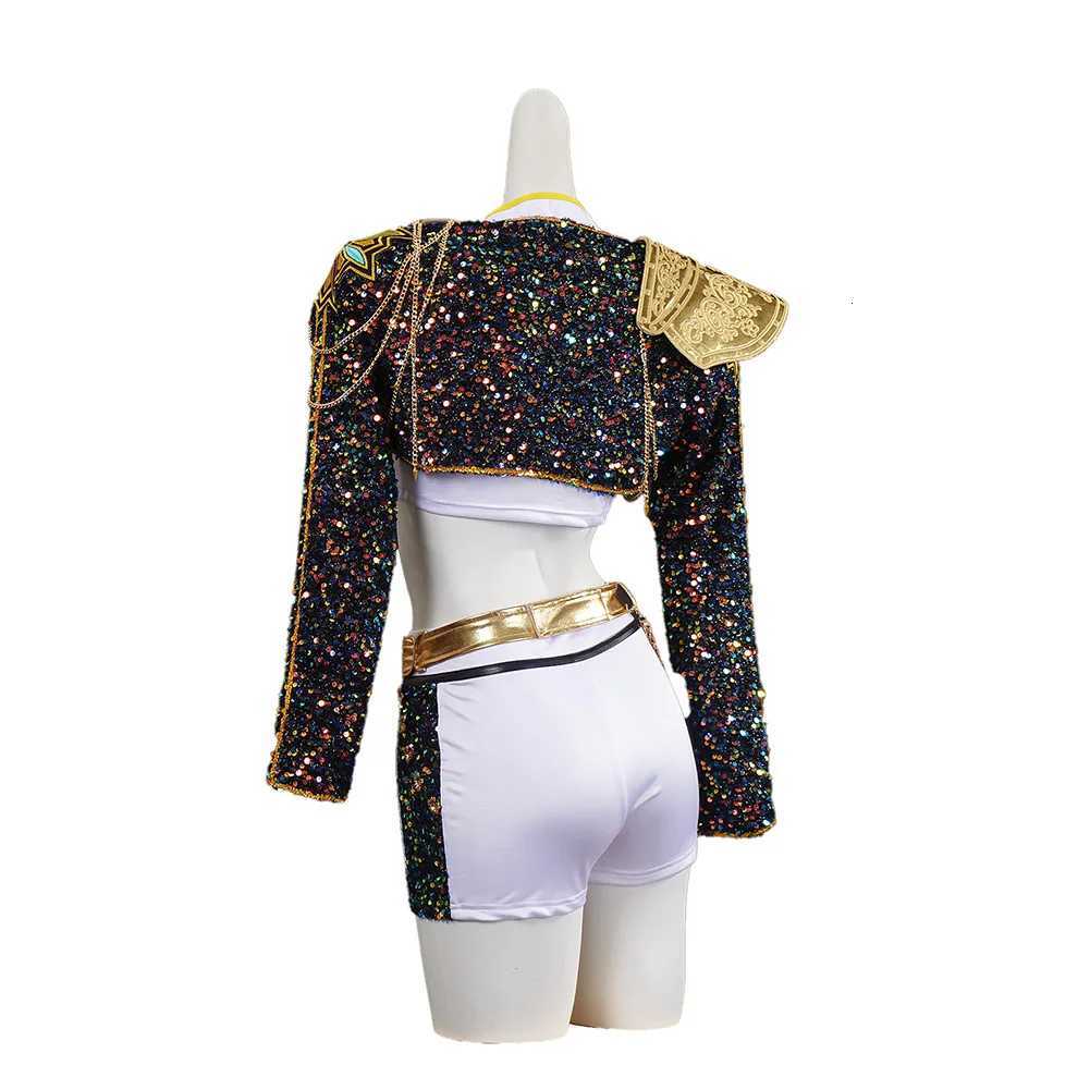 Kids Girls Kpop Rumi Demon Hunters Zoey Mira Cosplay Fantasy Costume Disguise for Child Roleplay Outfits Halloween Carnival Suit W251107