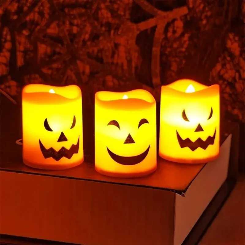 12/1PCS Halloween LED Candle Lights Ghost Electronic Glowing Pumpkin Lights Festival Party Decor Props Halloween Decorations W251107