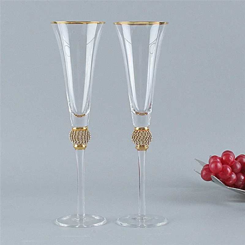 2Pcs/set Phn Penh Champagne es Inlaid Diamond Wine Weddeing Party Crystal Goblet Cocktail Drinkware Gifts H251107
