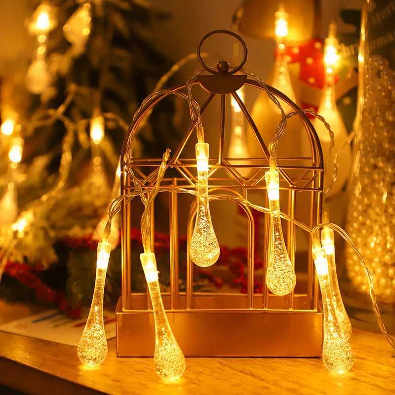 Battery Powered Water Drop String Lights 15M-10M Fairy Lights for Indoor Christmas Bedroom Decorations LED Holiday Lighting W251107