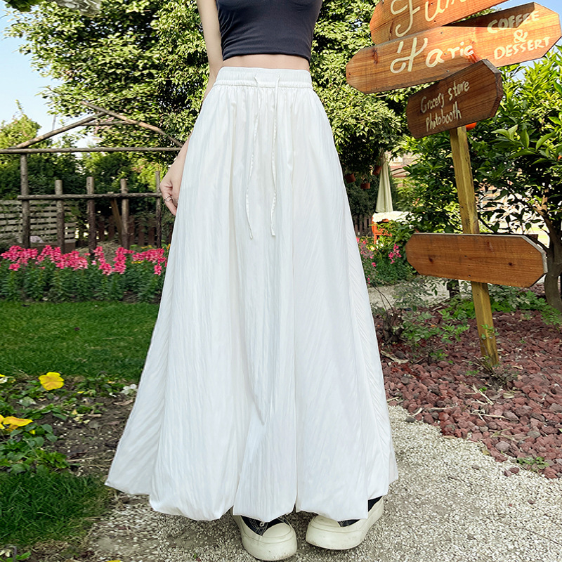 L8100 High quality sweet spring and summer fluffy flower bud skirt high waist slim design workwear skirt versatile A-line lantern skirt