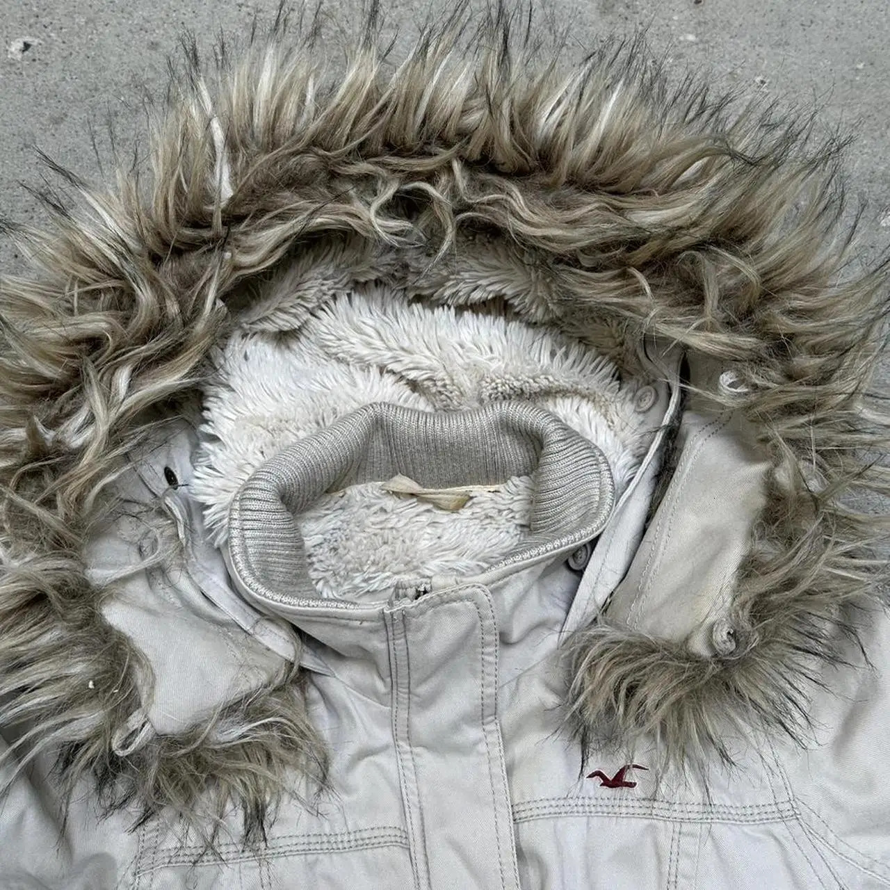 American Street Style Retro Fur Lined Hooded Jacket Womens White Zipper Coat Warm Plush Gothic Fashion Casual Y2K Style Coats251106