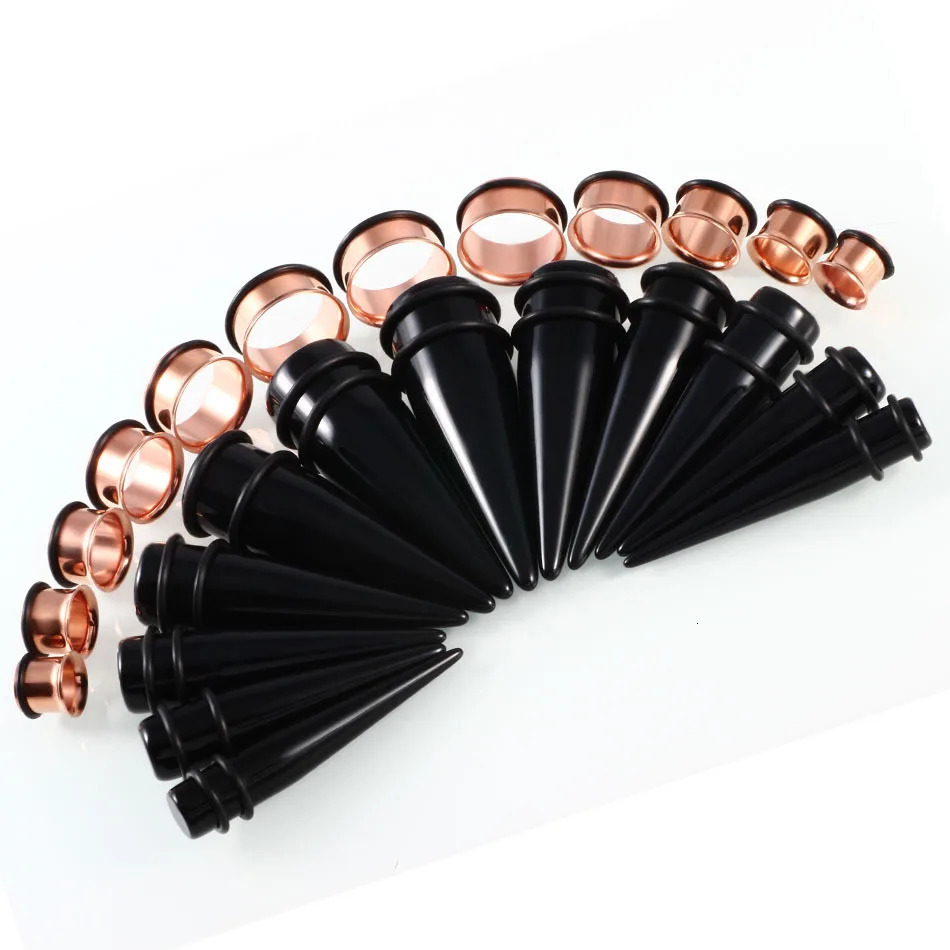 24pcs/lot Acrylic Septum Stretching Kit Sector Expander Stainless Steel Ear Stretching Kit 10mm to 20mm Ear Plugs and Tunnels 250403