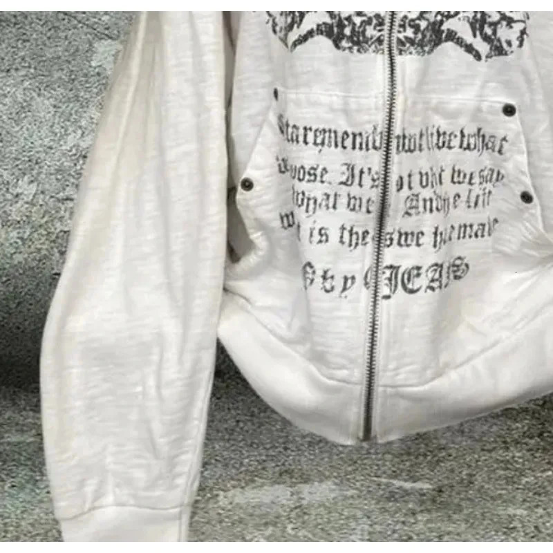 Y2k Emo womens retro streetwear letter printed hoodie punk zipper graphic oversized sportswear gothic Harajuku Alt clothing 250403