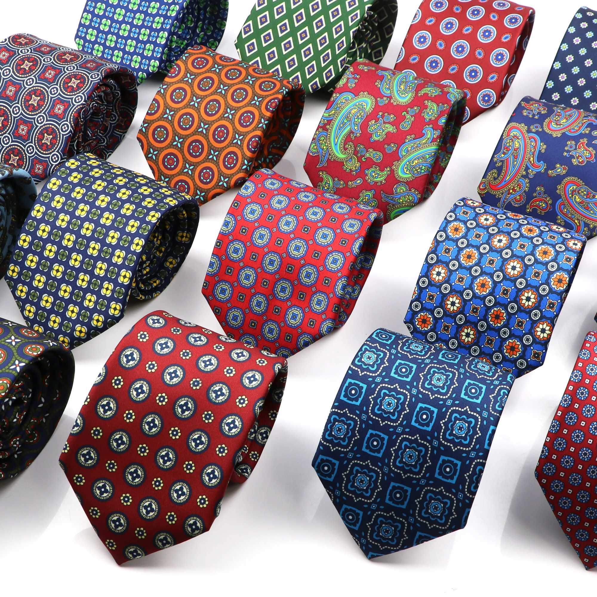 Super Soft Bohen Silk Ties Mens Fashion 7.5cm Necktie For Men Wedding Business Meeting Gravata Colorf Novelty Printing Tie X2504071