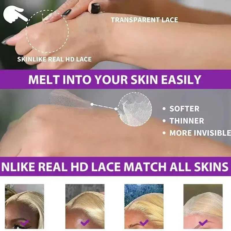 13x4 13x6 HD Transparent Full Frontal Lace 613 Blonde Colored Straight Human Hair Wigs Lace Front Wigs For Women 40 Inches W251107