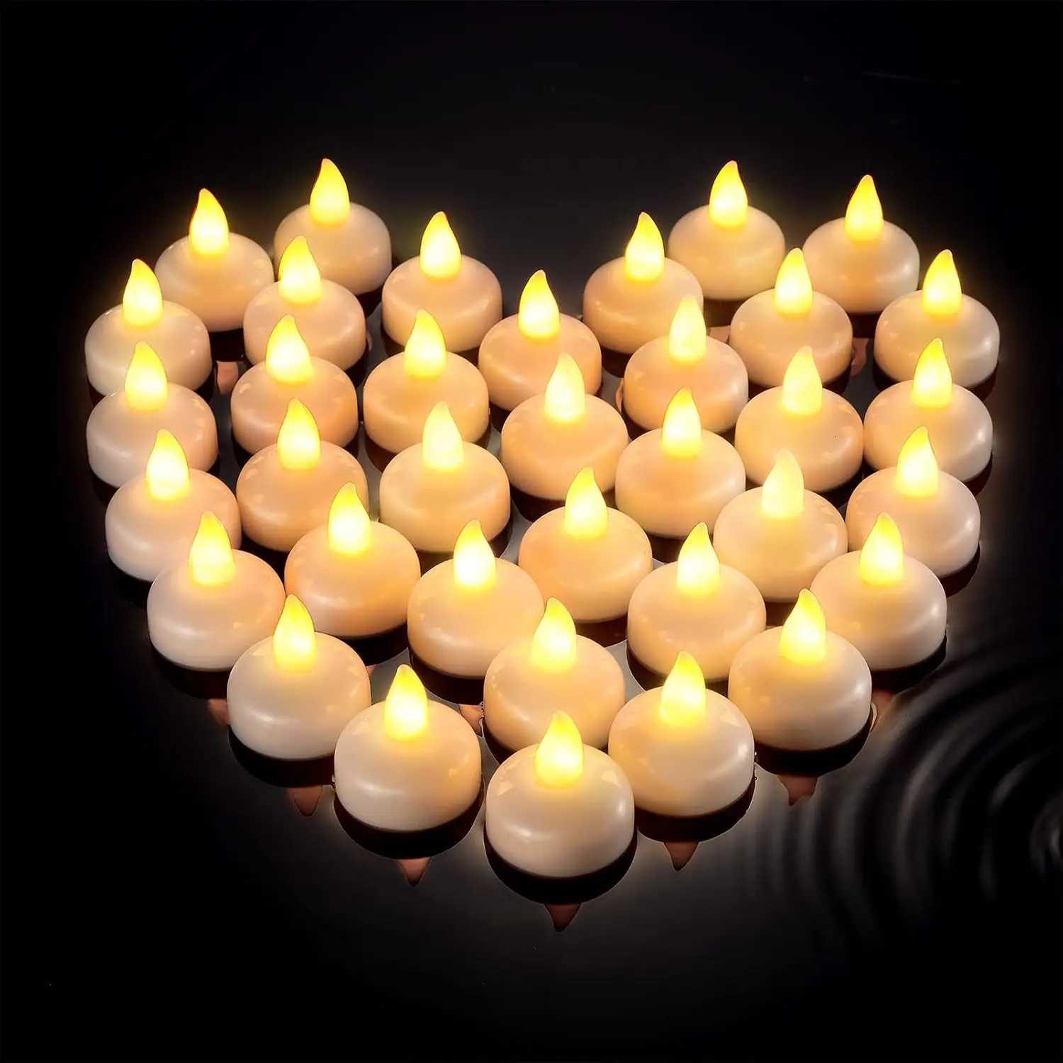 Flameless Floating LED Tealights Battery Operated Waterproof Candles Flickering Tea Light Candles for Christmas Pool Pond Decor W251107