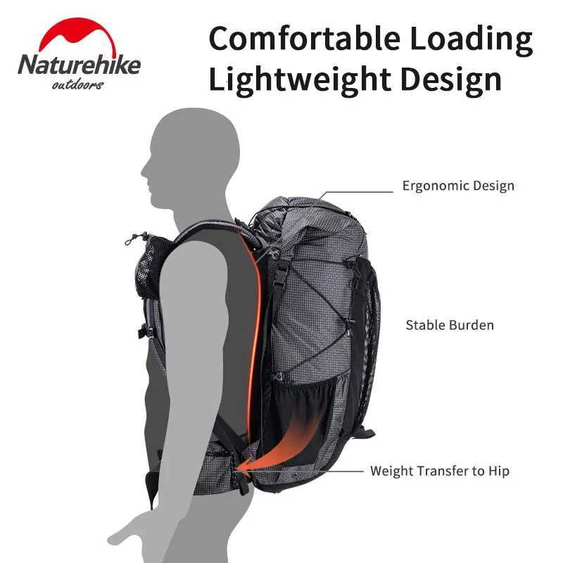 Naturehike Rock Series Camping Backpack 60 5L Large Capacity Travel Outdoor Bags 40 5L Ultralight Waterproof Hiking Backpack H260530