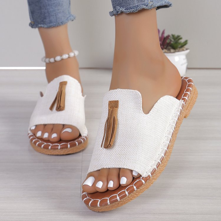 Free shipping designer Slippers for womans flat sandals lady slider summer fashion tassels Slides outdoor woman shoes