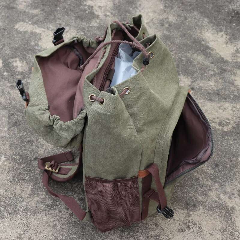 Men's Casual Canvas Backpack Laptop School Bag Large Capacity Practical Trvel Outdoor Mountain Climbing Hiking Rucksack