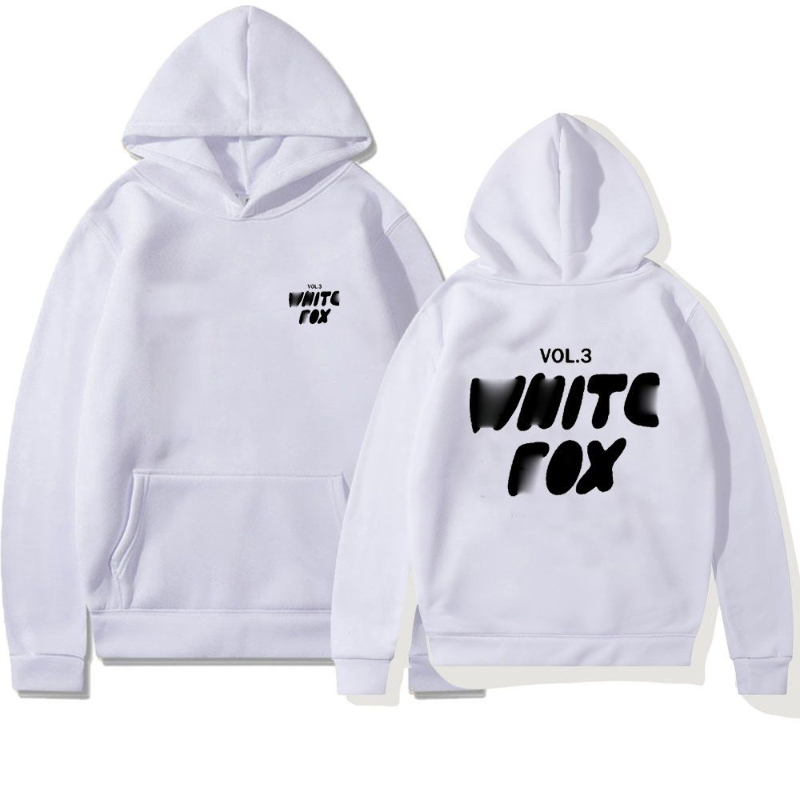 Designer white foxness Sportswear Set - Warm And Fashionable Streetwear White Foxliness Hooded Hoodie Loose Cuffed Pants Women's Clothing 67c