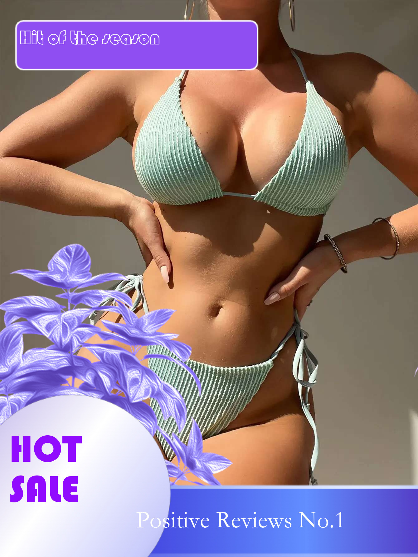 Dongdumaoyi Sexy Bikinis Sets Women Pleate Push Up Swimsuit Cut Out Ribbed Micro Bikini Summer Bathing Suit Tie Side Triangle Swimwear