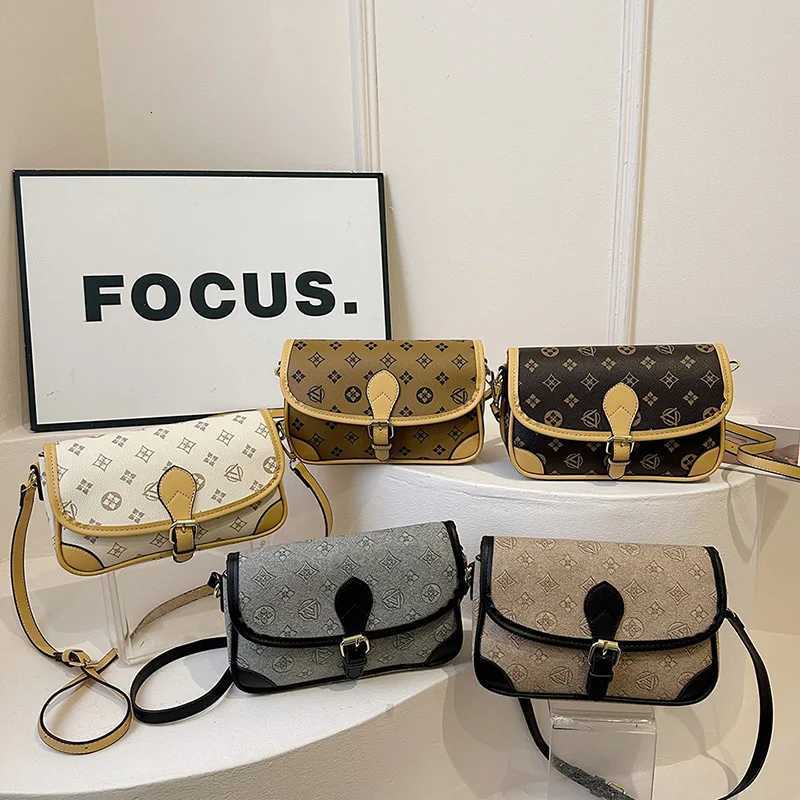 2025 Womens Commuter Bag Shoulder Crossbody Small Square Style Retro Old - flower Print Wide Shoulder Strap Chic Armpit BagW251107