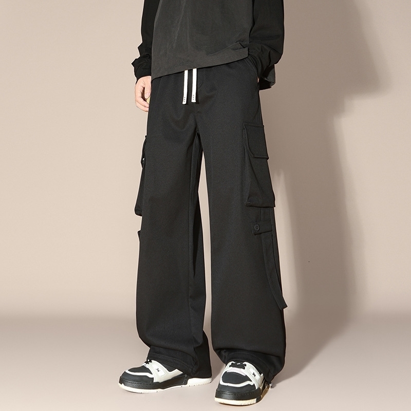 Mens work pants spring multi pocket casual loose straight mens highend clothing for runners y250322