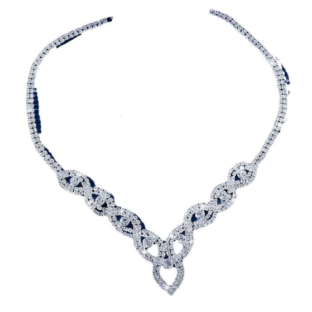 Future style bride water droplet shaped sexy dia studded necklace+earring set premium version