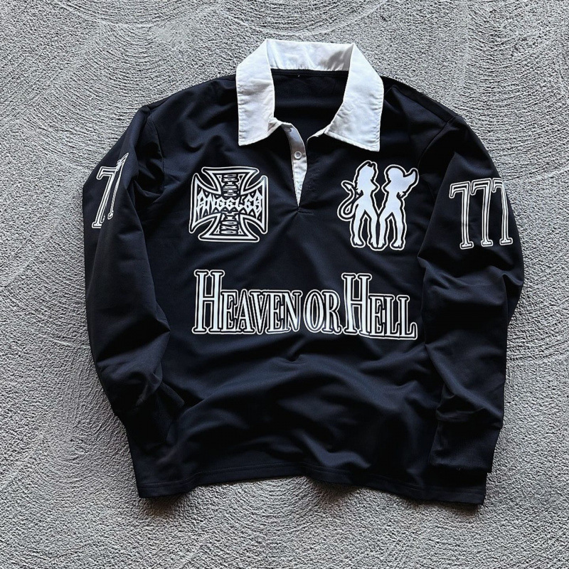 Men's Hoodies Ins Loose Pullover Round Neck Three Quarters Sleeve Couple T-shirt American Street Trend Figure Letter Printed Casual Tops