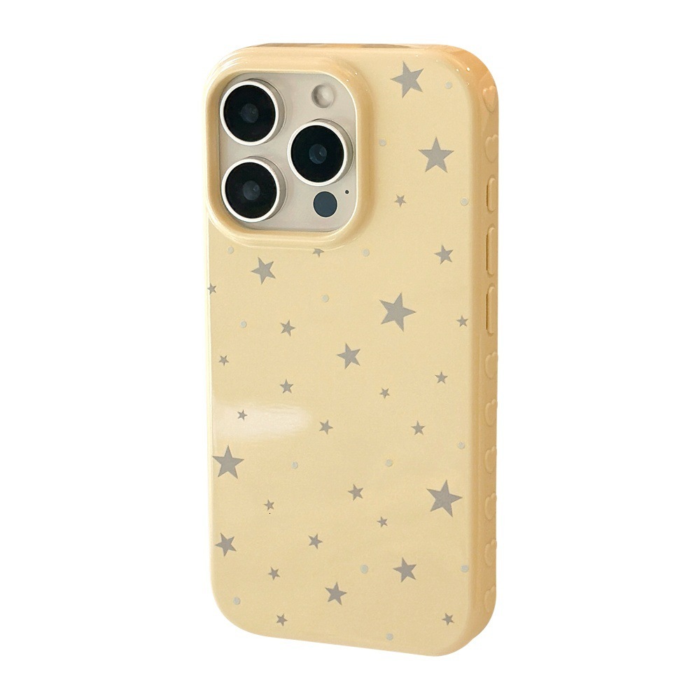 Full Screen Scattered Stars Solid Color Phone Case Compatible with iPhone 17/16 Pro Max Simple Protection iPhone 15/14